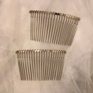 Set of 2 __ Metal Comb 22 Teeth_ Extra Long Teeth 47mm_ for DIY Veil Project